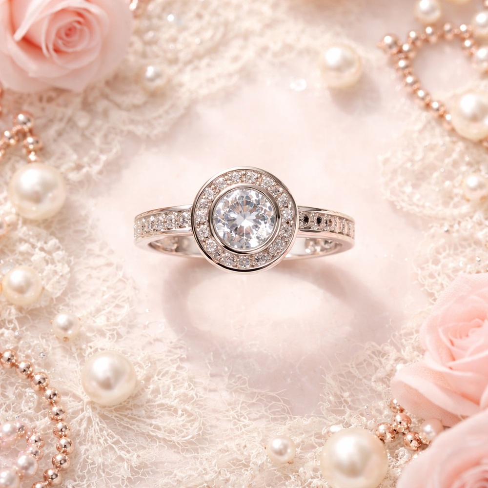 NWT Circle Ring Cubic Zirconia Size 9 Rhodium RSC